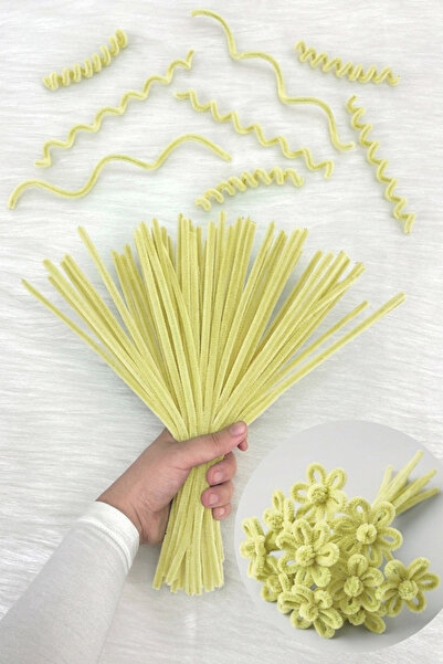 ZEYMERADE 100 τεμάχια Σκούρο Κρεμ Σενίλ 30 εκ., Χνουδωτό βελούδινο σύρμα, Χει...