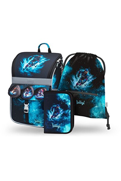 Baagl Set școlar 3 piese: Ghiozdan, Penar, Sac, Zippy Hochei, băieți, 18L, Negru