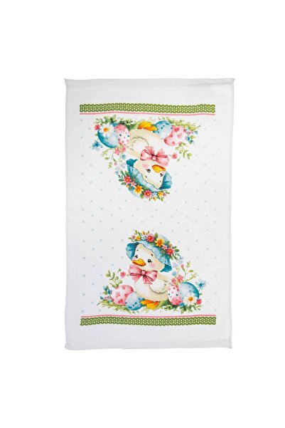 ZanaCasei Prosop de bucătărie din bumbac alb cu model de rățușcă de Paște 60x...