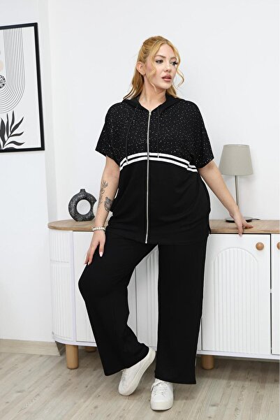 Siyezen Φωτεινό σετ με κουκούλα και φερμουάρ σε μεγάλο μέγεθος