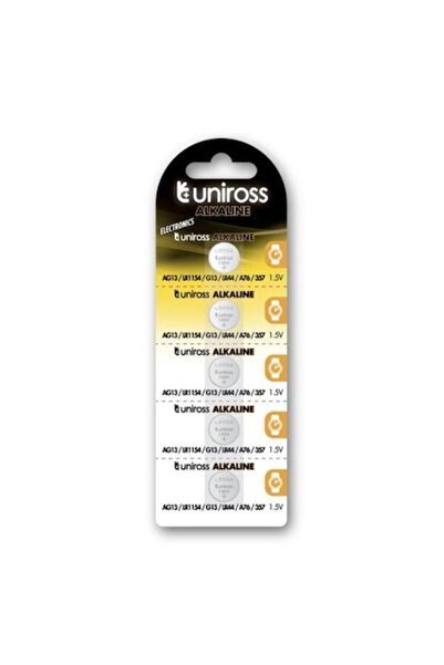 Uniross Baterii alcaline LR44 AG13 LR1154 Blister 5 bucăți