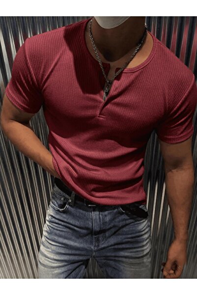 Oksit Ανδρικό μπλουζάκι San Loe Slim Fit Lycra Henley με κοντό μανίκι - Εύκαμ...