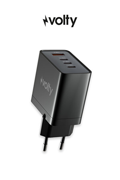 Volty Hızlı Şarj Adaptörü 67W GaN + Type-C Kablo 100W PD | 4 Port, iPhone & S...