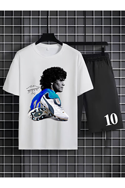 MAGORS طقم تي شيرت وشورت للأطفال مطبوع عليه MARADONA DIEGO ARMANDO مصنوع من ا...