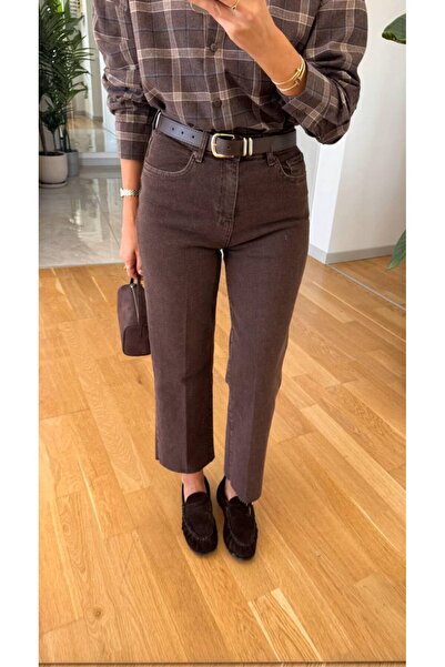 LOKADI Brown High Waist Jeans - Pipe Leg Jeans