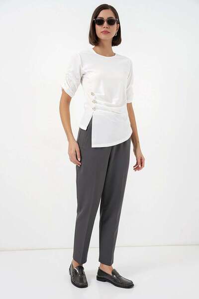 ribana Γυναικεία μπλούζα με λεπτομέρεια σε σχήμα ποδηλάτου με κουμπιά και άμμ...