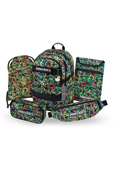 Baagl Set rucsac școlar 5 piese: Rucsac, Penar, Sac, Borsetă, Husă laptop, Sk...