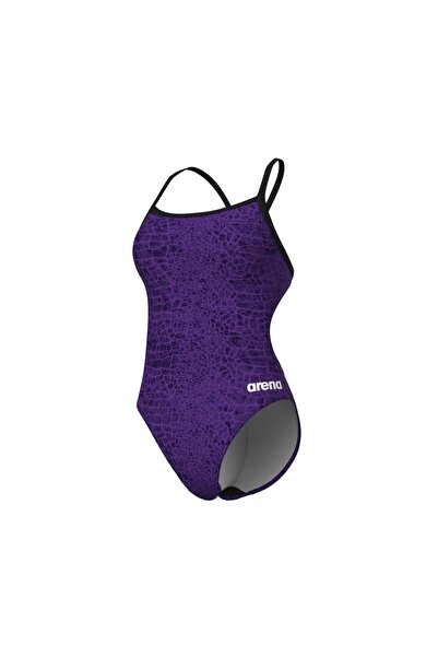 ARENA Women's Snakeskin Swimsuit Challenge Back Black-Team Purple