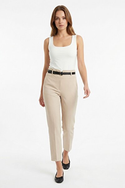 Rays Pantaloni drepți cu curea bej 7012A