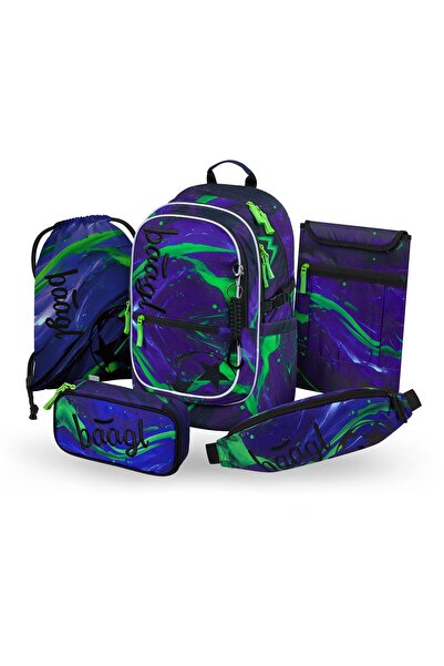 Baagl Set rucsac școlar 5 piese: Rucsac, Penar, Sac, Borsetă, Husă laptop, Co...