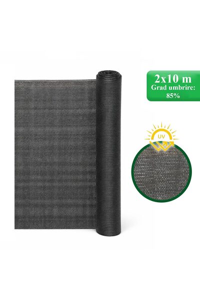 Strend Pro Plasa de umbrire, HDPE, UV, 80 g/mp, grad umbrire 85%, gri, 2x10 m,