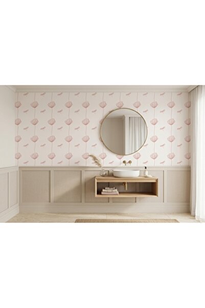 Tasarım Minimal Pembe Çiçek Desenli Duvar Kağıdı Modern Çocuk Odası ve Bebek ...