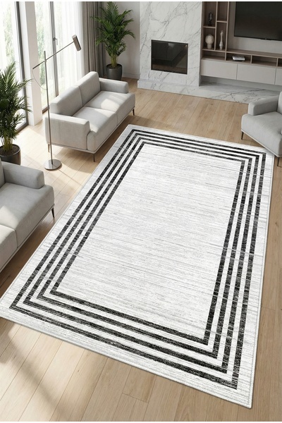 VOPTEKS Gri Halı Salon Halısı Makinede Yıkanabilir Halı Kaymaz Taban Halı