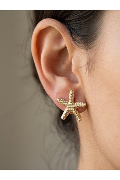 EKİDORA Gold Mercan Star Aura Women's Earrings Stylish, Minimalist Starfish M...