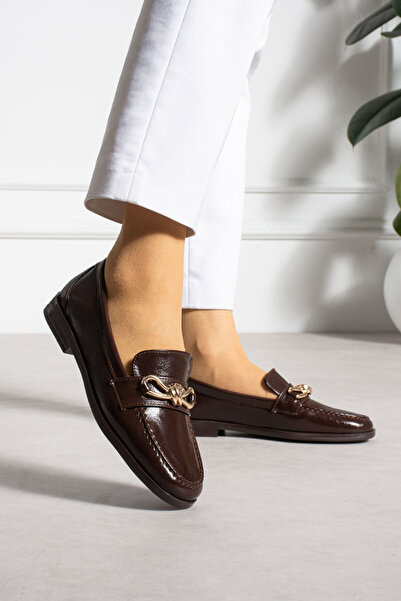 MERVESTORE Gold Ribbon Buckle Loafer Shoes