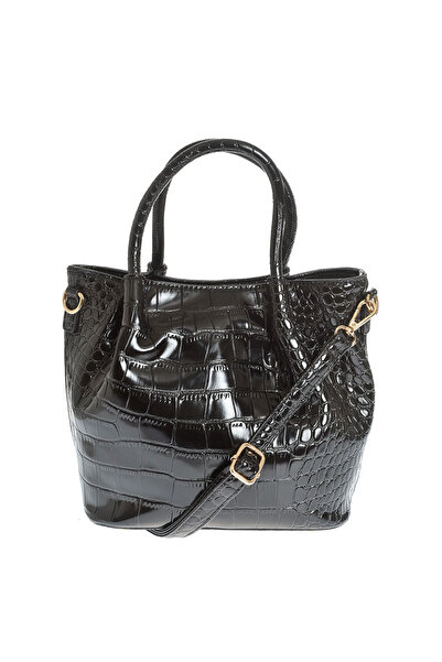 Meli Melo Paris Geanta neagra de umar cu model animal print si manere fixe