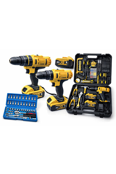 Campion PRO Επαγγελματικό Δράπανο και Κατσαβίδι, 120 Τεμάχια, 48V με Δύο Μπατ...