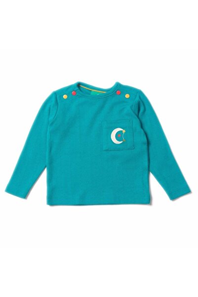 Little Green Radicals Bluzita fina din bumbac organic - - Peacock Blue Pointe...