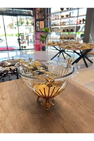 PONCİKPAZAR Glass Salad Bowl with Sticks