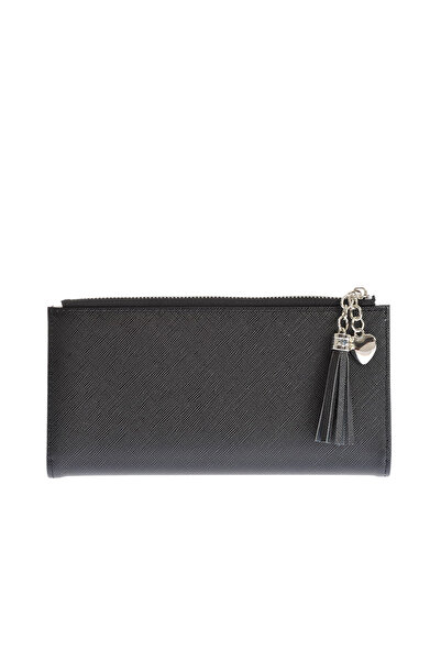 Meli Melo Paris Black wallet with tassel and silver heart