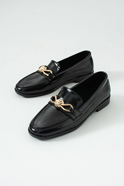 MERVESTORE Pantofi Loafer cu cataramă cu panglică aurie