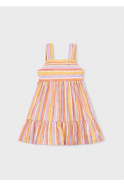 MAYORAL Summer Girl's Orange Striped Dress - Lilac