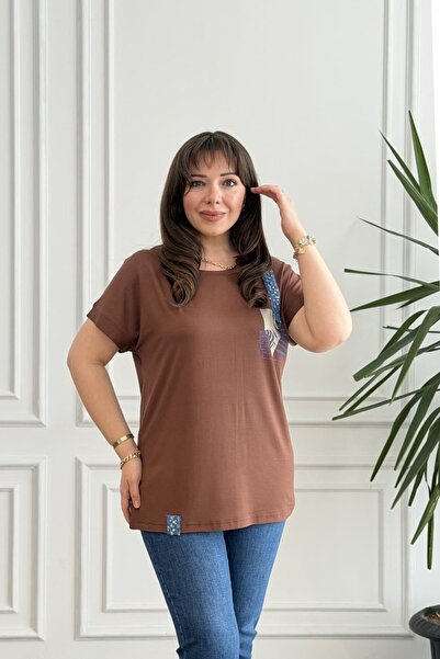 yb yağmur butik Λεπτομερής χτενισμένη βαμβακερή μπλούζα με σχέδιο τζιν