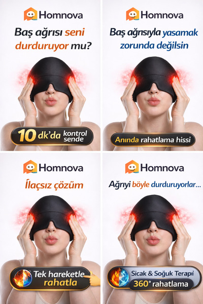 Homnova Mıgren Ve Baş Ağrısı Giderici Başlığı Sıcak Ve Soğuk Kompres Şapkası,...