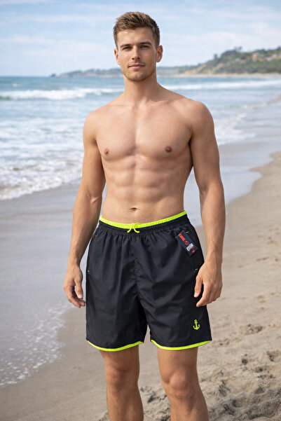 Malkan Men's black lined quick drying swim shorts with pockets