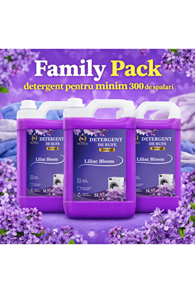 Nuvien Pachet familie Detergent Liliac Bloom 3 x 5L bicarbonat