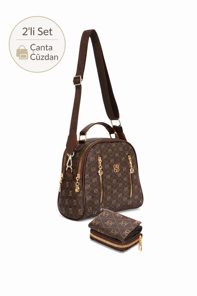 Newish Women's Long Strap Hand and Shoulder Bag with Mini Wallet, Zipper, Car...