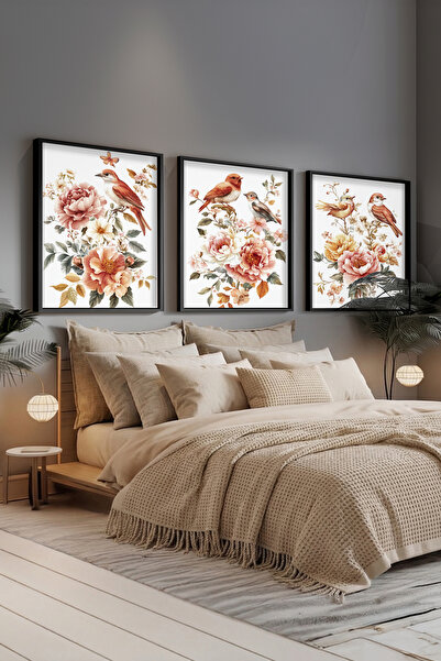 STARYUNA Μαύρο ξύλινο πλαίσιο με θέμα το πουλί και το λουλούδι, παστέλ τριπλό...