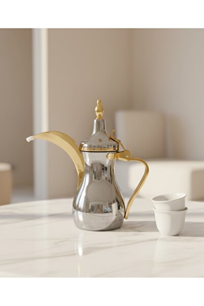 SQUALO Silver Coffee Pot with Gold Stripes 0.53 L