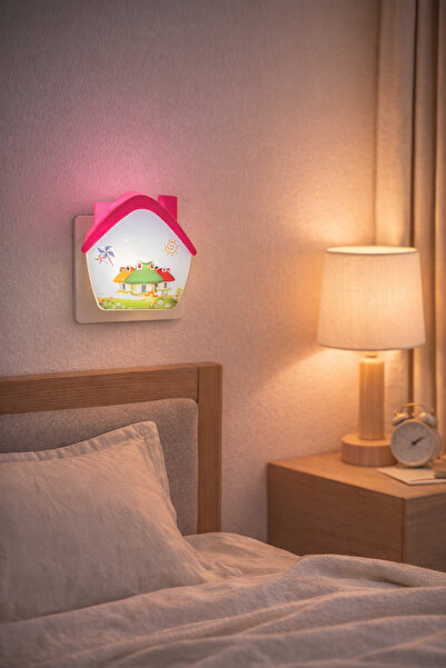 kialed Pembe Mantar Çocuk Bebek Gece Lambası Priz Tipi LED Dekoratif Oda Aydınlatma Uyku Lambası