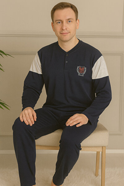 Niket Life Men's Interlock Long Sleeve Two-Button Collar Chest Embroidery Six...