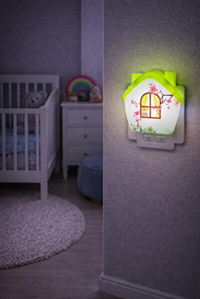 kialed Laleli Çocuk Bebek Gece Lambası Priz Tipi LED Dekoratif Oda Aydınlatma...