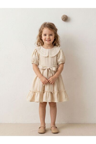 Cherrys Bebek Pari.S Linen Girl's Dress