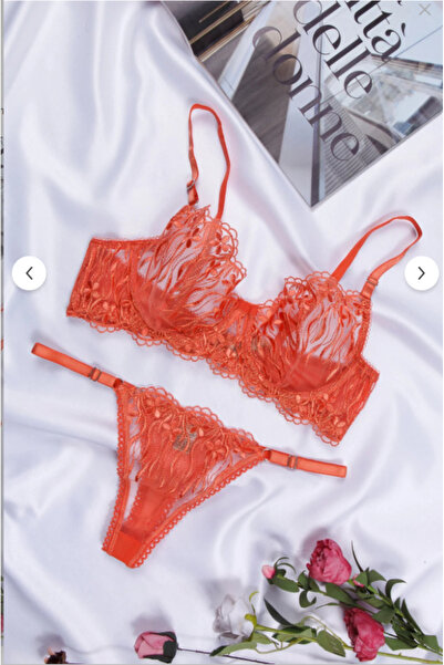 FEMMEA Orange Transparent Bra Set