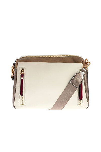 Meli Melo Paris Geanta crossbody crem cu fermoare decorative si bareta ajusta...