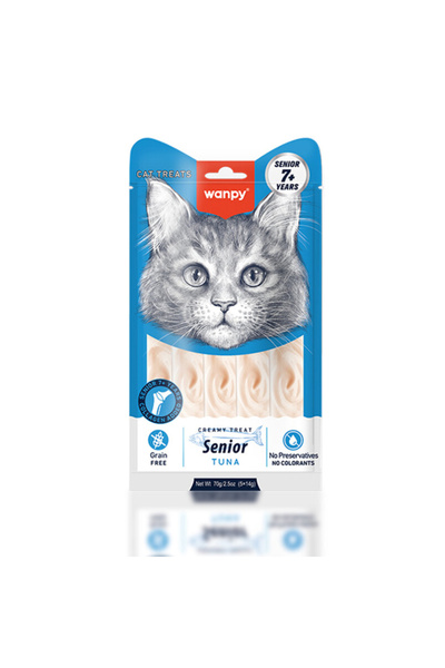 Wanpy Senior +7 Ton Balıklı Krema Kedi Ödülü 5x14 Gr