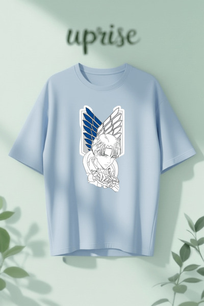 Vordevia Μπλουζάκι Levi Ackerman Attack on Titan με στάμπα, βαμβακερό, oversized