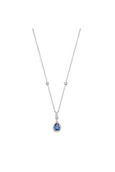 MORELLATO Treasures necklace, 925 silver, rhodium plated, silver and blue cry...