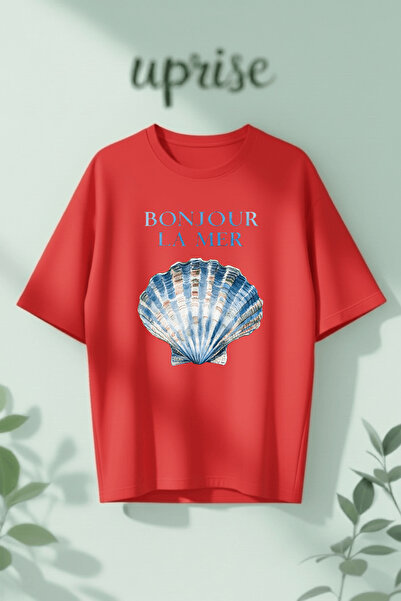 Vordevia Μπλουζάκι από βαμβάκι με στάμπα Bonjour La Mer, σε μεγάλο μέγεθος