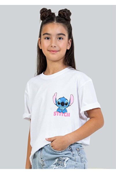 ww waka waka kids store تي شيرت كبير الحجم مطبوع عليه شخصية ليلو وستيتش للفتيات