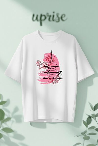 Vordevia Μπλουζάκι από βαμβάκι με στάμπα Sakura Japan Aesthetic, σε μεγάλο μέ...