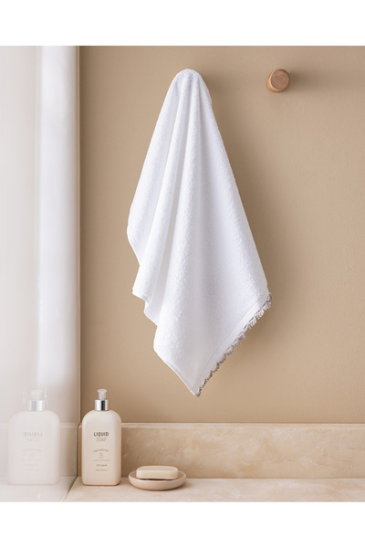 Madame Coco Πετσέτα προσώπου Bastienne Kroşeli 100% βαμβακερή - Λευκό/Γκρι