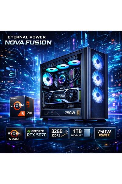 ETERNAL POWER NOVA FUSION Ryzen 5 7500F RTX 5070 32GB DDR5 1TB M.2 B650M WIFI...