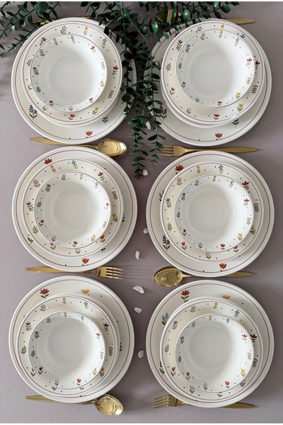 VENÜS HOME DECORATION Pastel Bahçe Model 6 Kişilik 24 Parça Modern Yemek Takımı