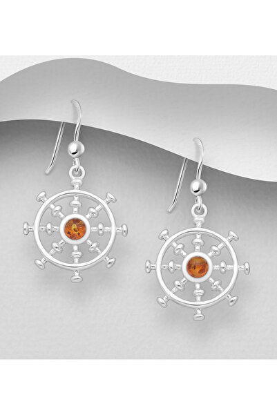 OEM Silver earrings Timona model decorated with Baltic amber