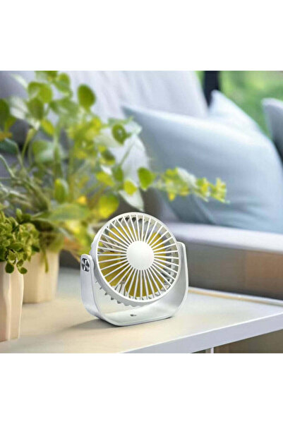 OEM Mini ventilator birou, unghi reglabil, incarcare USB-C, Alb/Galben